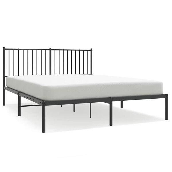 vidaXL Cadre de lit m&eacute;tal sans matelas avec t&ecirc;te de lit noir 150x200cm