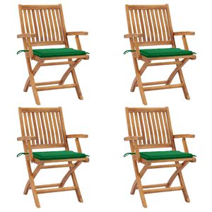vidaXL Chaises pliables de jardin avec coussins lot de 4 Teck solide