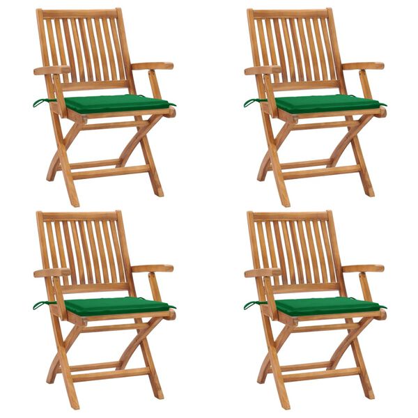 vidaXL Chaises pliables de jardin avec coussins lot de 4 Teck solide