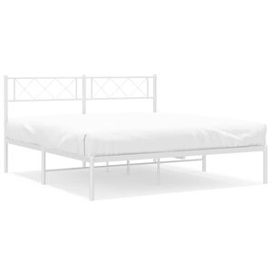 vidaXL Cadre de lit métal sans matelas et tête de lit blanc 150x200 cm