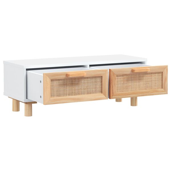 vidaXL Table basse Blanc 80x40x30 cm Bois d'ing&eacute;nierie et pin massif
