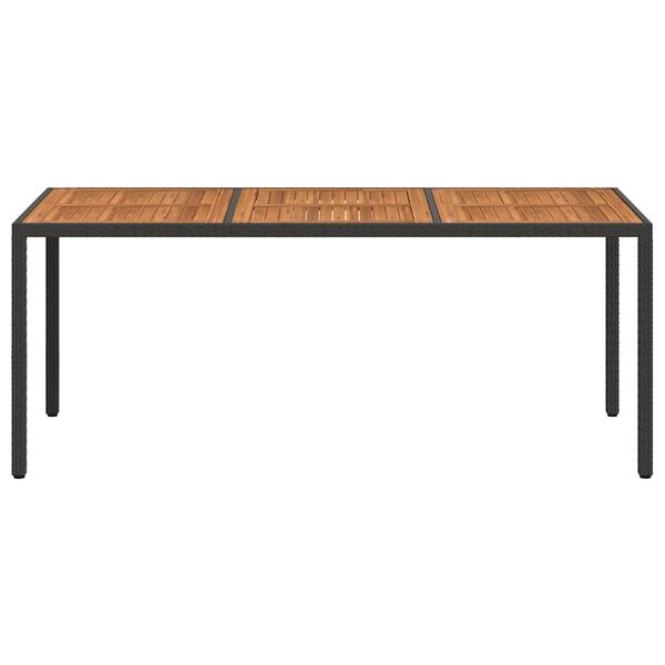 vidaXL Table de jardin 190x90x75 cm R&eacute;sine tress&eacute;e et bois acacia Noir