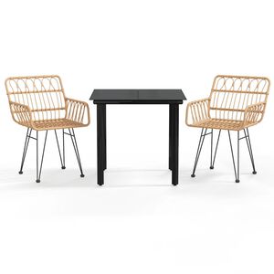 vidaXL Ensemble &agrave; manger de jardin 3 pcs R&eacute;sine tress&eacute;e