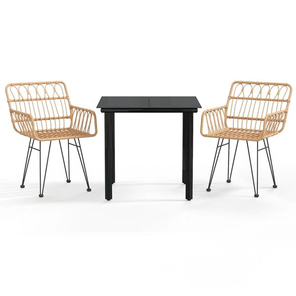 vidaXL Ensemble &agrave; manger de jardin 3 pcs R&eacute;sine tress&eacute;e