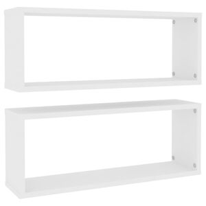 vidaXL &Eacute;tag&egrave;res murales cube 2 pcs Blanc 60x15x23 cm Bois d&rsquo;ing&eacute;nierie