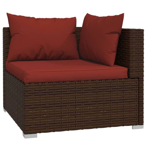 vidaXL Salon de jardin 9 pcs avec coussins r&eacute;sine tress&eacute;e marron
