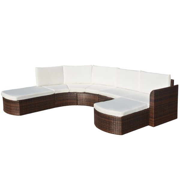 vidaXL Salon de jardin 4 pcs avec coussins R&eacute;sine tress&eacute;e Marron