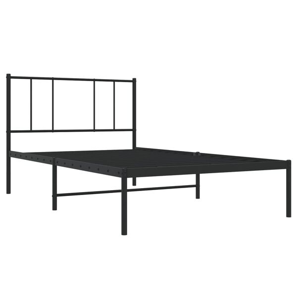 vidaXL Cadre de lit m&eacute;tal sans matelas avec t&ecirc;te de lit noir 100x200cm