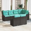 vidaXL Ensemble de canap&eacute; de jardin 7 pcs Noir et turquoise polyrotin