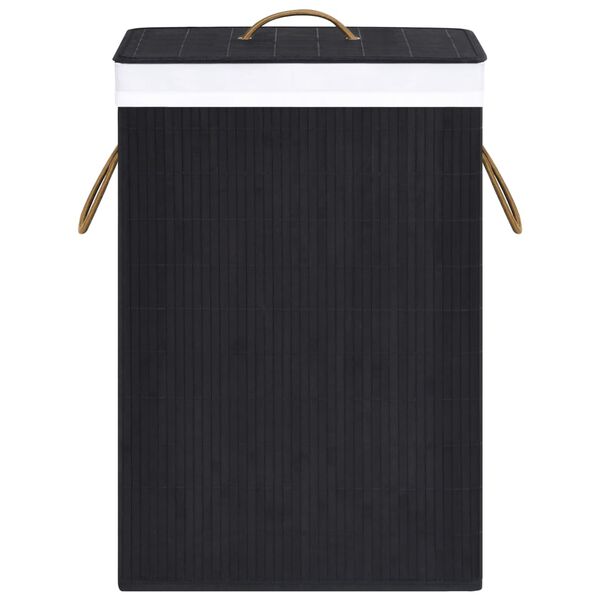vidaXL Panier &agrave; linge avec 2 sections bambou noir 72 L