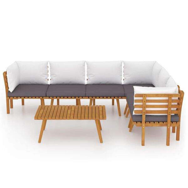 vidaXL Salon de jardin 7 pcs avec coussins Bois d'acacia solide