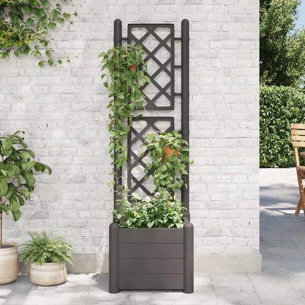 vidaXL Jardinière avec treillis 43x43x142 cm PP Anthracite