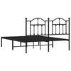 vidaXL Cadre de lit m&eacute;tal sans matelas avec t&ecirc;te de lit noir 135x190cm