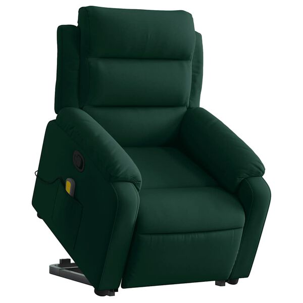 vidaXL Fauteuil inclinable de massage vert fonc&eacute; velours