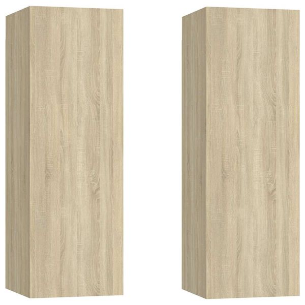 vidaXL Meubles TV 2 pcs Ch&ecirc;ne sonoma 30,5x30x90 cm Bois d&rsquo;ing&eacute;nierie