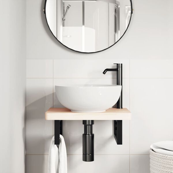 vidaXL Supports d'&eacute;tag&egrave;res pour lavabo 2 pcs noir rectangulaire acier