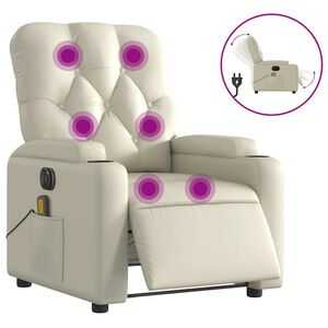 vidaXL Fauteuil inclinable de massage électrique crème similicuir