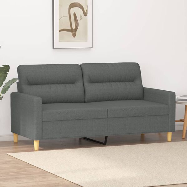 vidaXL Canap&eacute; &agrave; 2 places Gris fonc&eacute; 140 cm Tissu