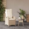 vidaXL Chaise inclinable de jardin avec coussins beige r&eacute;sine tress&eacute;e