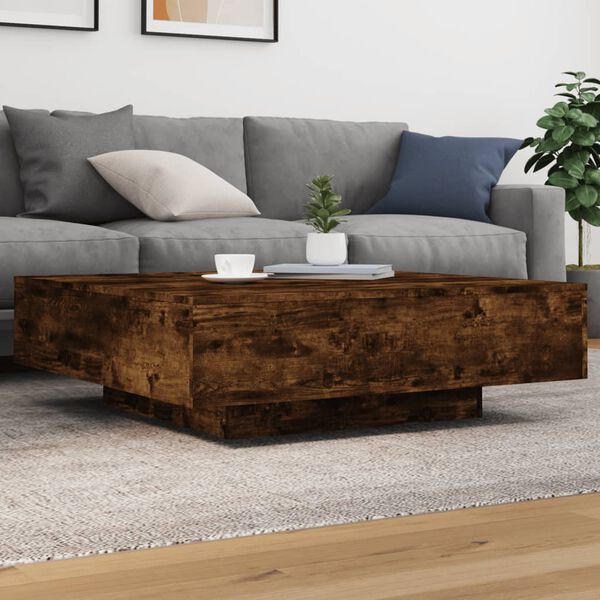 vidaXL Table basse ch&ecirc;ne fum&eacute; 100x100x31 cm bois d'ing&eacute;nierie
