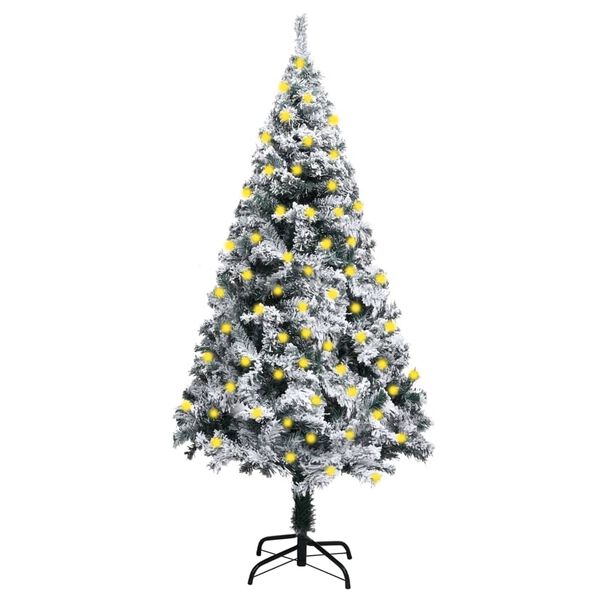 vidaXL Sapin de Noël artificiel pré-éclairé et flocons de neige vert