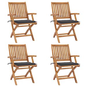 vidaXL Chaises pliables de jardin avec coussins lot de 4 Teck solide