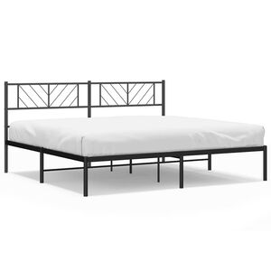 vidaXL Cadre de lit métal sans matelas avec tête de lit noir 183x213cm