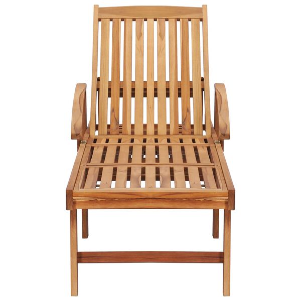 vidaXL Chaise longue avec table et coussin Bois de teck solide