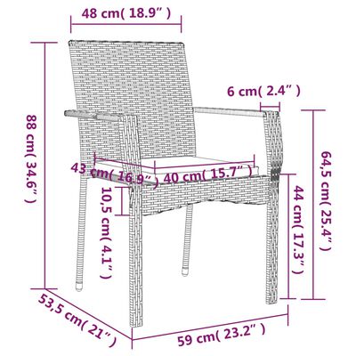 vidaXL Ensemble à manger de jardin avec coussins 3 pcs Noir