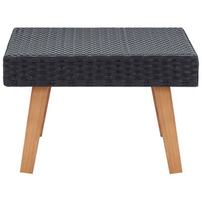 vidaXL Table basse de jardin Résine tressée Noir