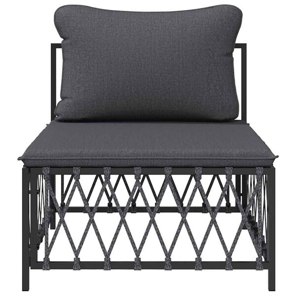 vidaXL Canap&eacute; central de jardin avec coussins anthracite tissu tiss&eacute;