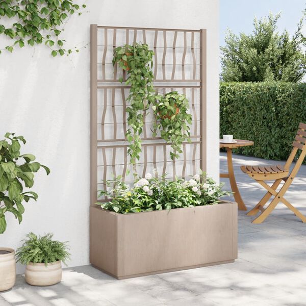 vidaXL Jardini&egrave;re avec treillis marron clair 80x36x140 cm PP