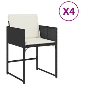 vidaXL Chaises de jardin lot de 4 avec coussins noir r&eacute;sine tress&eacute;e