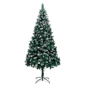 vidaXL Sapin de No&euml;l avec pommes de pin et neige blanche 210 cm