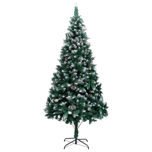 vidaXL Sapin de No&euml;l avec pommes de pin et neige blanche 210 cm