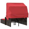 vidaXL Chaise longue double avec auvent et coussins marron poly rotin