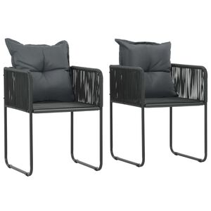 vidaXL Chaises d'ext&eacute;rieur lot de 2 avec oreillers R&eacute;sine tress&eacute;e Noir
