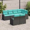 vidaXL Ensemble de canap&eacute; de jardin 7 pcs Noir et turquoise polyrotin