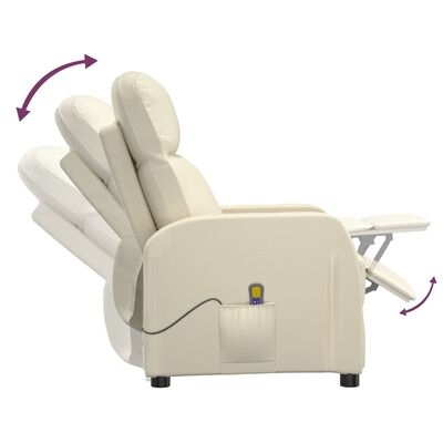 vidaXL Fauteuil de massage blanc crème similicuir