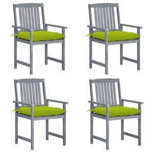vidaXL Chaises de jardin et coussins lot de 4 Gris Bois acacia massif