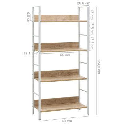 vidaXL Bibliothèque à 4 niveaux chêne 60x27,6x124,5 cm bois ingénierie