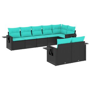 vidaXL Salon de jardin 8 pcs avec coussins noir r&eacute;sine tress&eacute;e