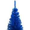 vidaXL Sapin de No&euml;l artificiel pr&eacute;-&eacute;clair&eacute; et support bleu 240 cm PVC