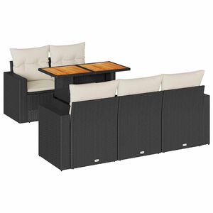 vidaXL Salon de jardin 6 pcs avec coussins noir r&eacute;sine tress&eacute;e