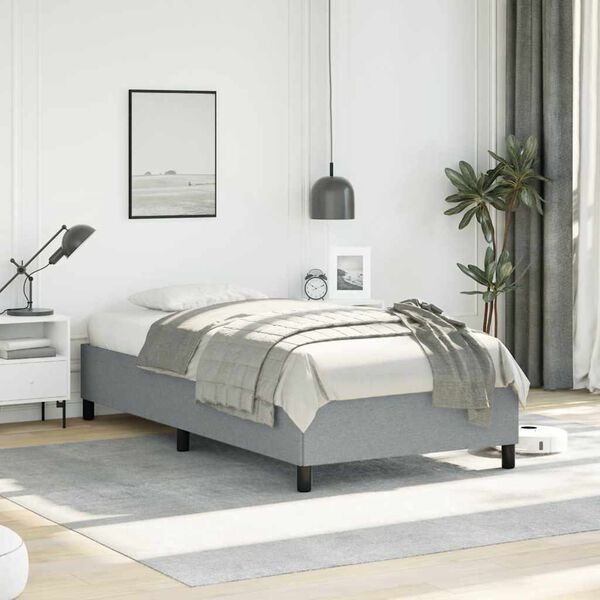 vidaXL Cadre de lit gris clair 100x203 cm tissu