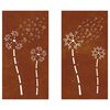 vidaXL D&eacute;corations murales de jardin 2pcs 105x55 cm design de fleur