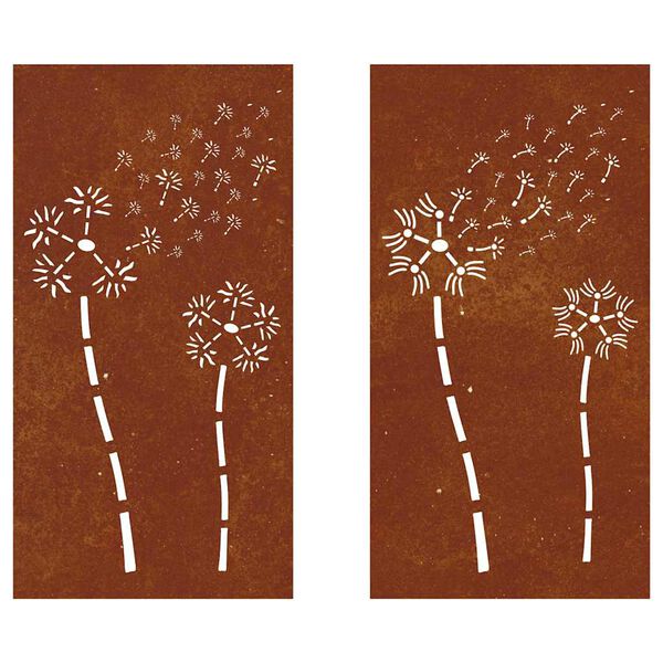 vidaXL D&eacute;corations murales de jardin 2pcs 105x55 cm design de fleur