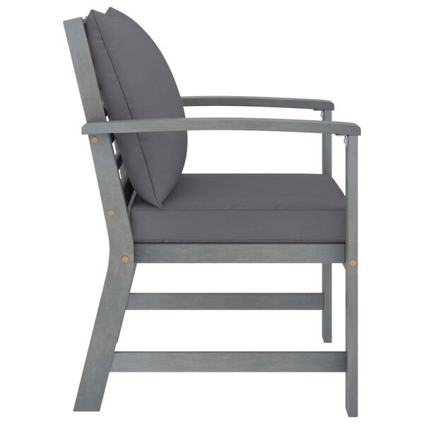 vidaXL Chaises de jardin lot de 2 avec coussins gris fonc&eacute; Bois acacia