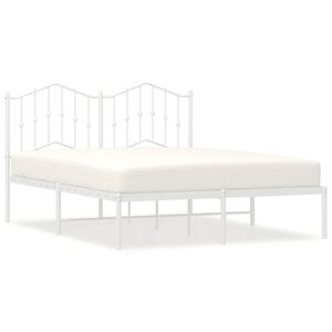 vidaXL Cadre de lit m&eacute;tal sans matelas et t&ecirc;te de lit blanc 135x190 cm