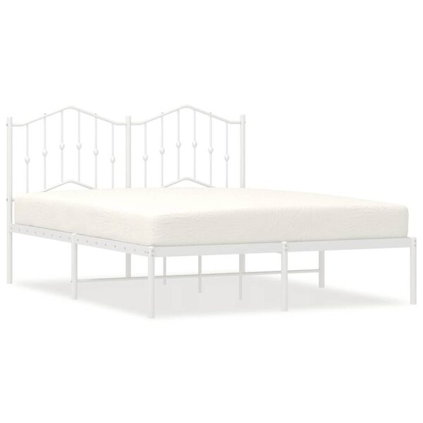 vidaXL Cadre de lit m&eacute;tal sans matelas et t&ecirc;te de lit blanc 135x190 cm